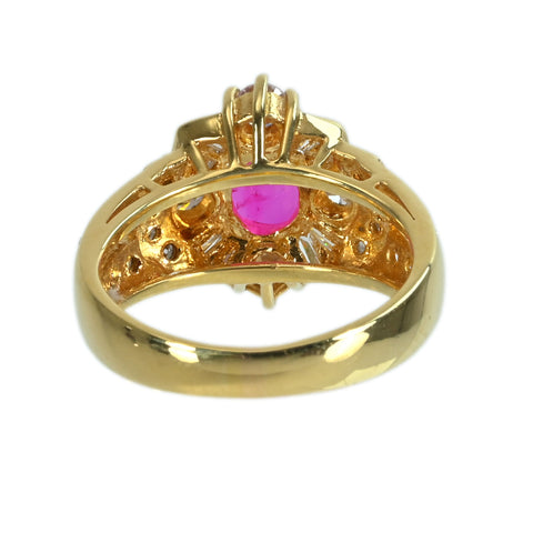 【中古】K18YG RUBYルビーリング R0.56ct D1.00ct 6.4g #10.5