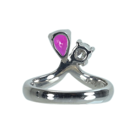 【中古】PT900 RUBYルビーリング R0.45ct D0.24ct 5.8g #7
