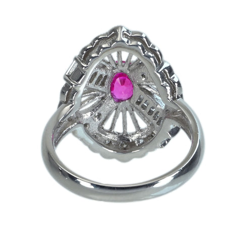 【中古】PT900 RUBYルビーリング R0.756ct D0.53ct 日宝協ソーティング 9.0g #12.5