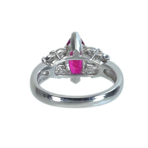 【中古】PT900 RUBYルビーリング R1.18ct D0.41ct 7.2g #12