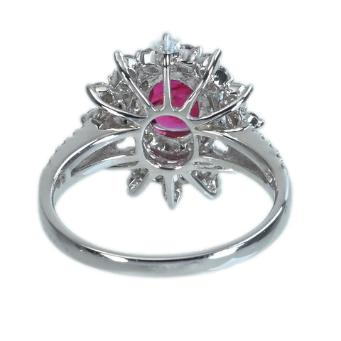 【中古】K18WG RUBY非加熱ルビーリング R1.08ct D0.89ct AIGSピジョンブラッド 4.1g #12.5