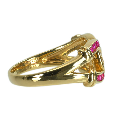 【中古】K18YG RUBYルビー・ダイヤモンドリング R0.19ct D0.12ct 4.2g #12