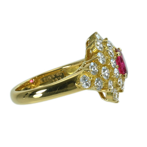 【中古】K18YG RUBY ルビーリング R1.01ct D2.00ct 6.5g #10.5