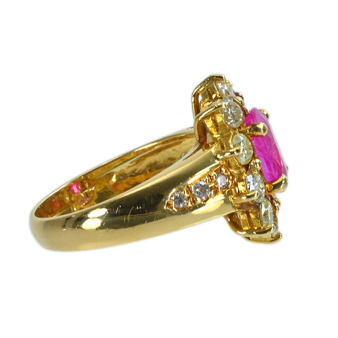 【中古】K18YG PINK SAPPHIREピンクサファイアリング PS2.12ct D1.20ct 6.9g #11.5