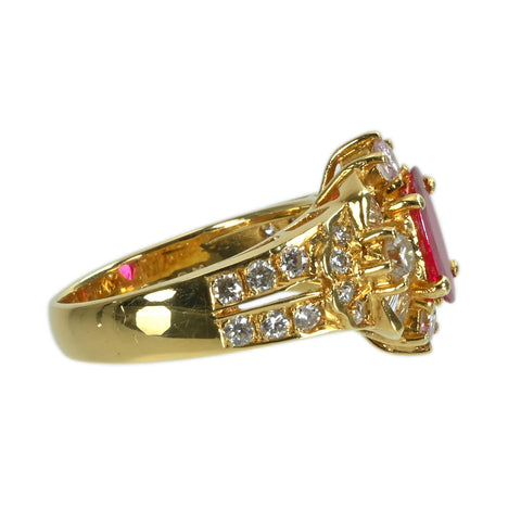 【中古】K18YG RUBYルビーリング R0.56ct D1.00ct 6.4g #10.5