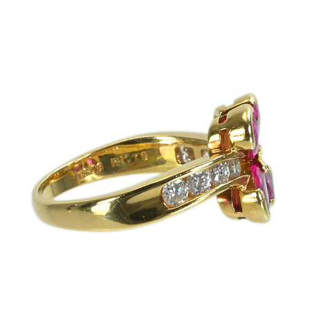 【中古】K18YG RUBY ルビーリングR1.79ct D0.48ct 5.2g #16