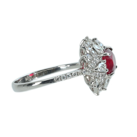 【中古】K18WG RUBYモザンビーク産非加熱ルビーリング R2.00ct D1.05ct GRS鑑別書 4.3g  #13.5