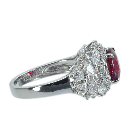 【中古】K18WG RUBYマダガスカル産非加熱ルビーリング R2.07ct D1.22ct GRS鑑別書付き 4.9g ＃13