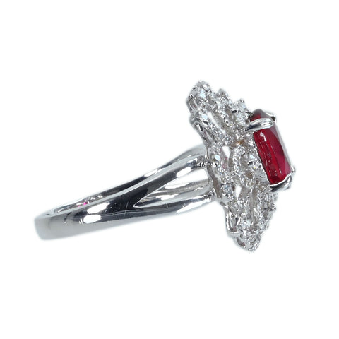 【中古】K18WG RUBY モザンビーク産非加熱ルビーリング R2.10ct D0.70ct GRS鑑別書 5.8g #14