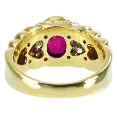 【中古】K18 RUBYルビーリング RING R1.024ct D0.12ct CGLソーティング 9.6g #14