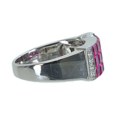 【中古】K18WG RUBYルビーリング R1.73ct D0.1 7ct.4.0g #11.5