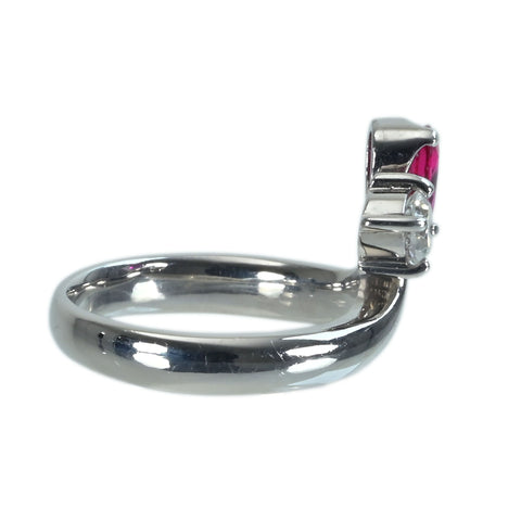 【中古】PT900 RUBYルビーリング R0.45ct D0.24ct 5.8g #7