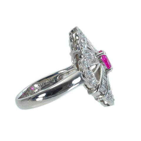 【中古】PT900 RUBYルビーリング R0.756ct D0.53ct 日宝協ソーティング 9.0g #12.5