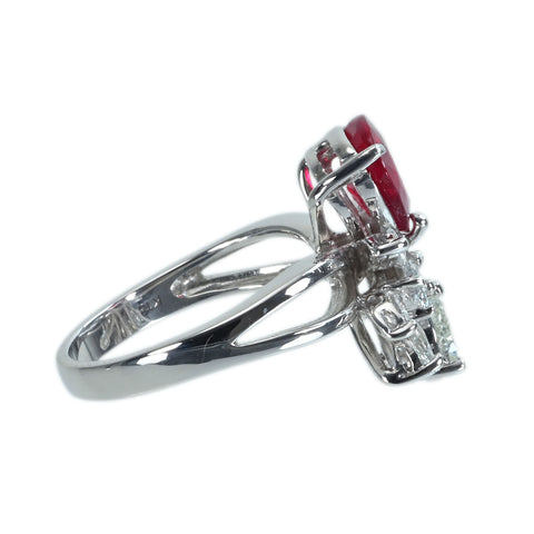 【中古】K18WG RUBYモザンビーク産非加熱ルビーリング R2.00ct D1.51ct GRS鑑別書 6.4g 12.5