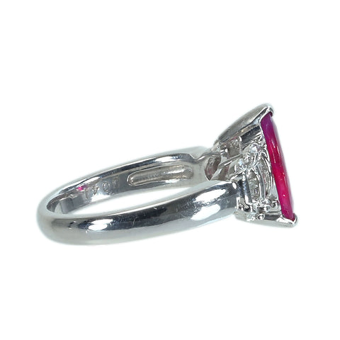 【中古】PT900 RUBYルビーリング R1.18ct D0.41ct 7.2g #12