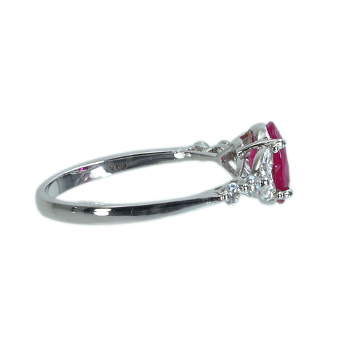 【中古】K18WG RUBYビルマ産ルビーリング R1.16ct D0.34ct GRS鑑別書 1.9g #12.5
