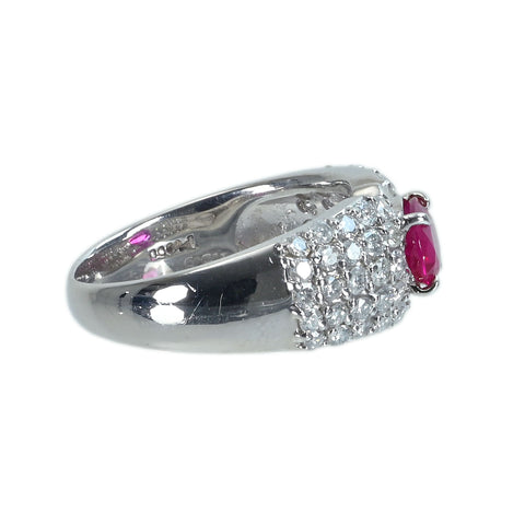 【中古】PT900 RUBYルビーリング R1.56ct D1.01ct 8.3g #13