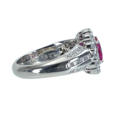【中古】PT900 RUBYビルマ産ルビーリング R1.20ct D1.24ct GIA鑑別書 12.8g #15