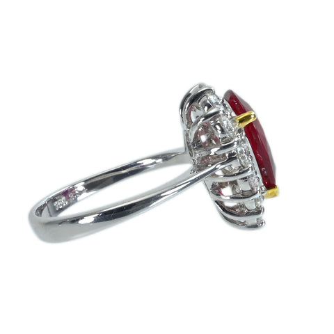 【中古】K18WG/YG RUBYモザンビーク産非加熱ルビーリング R3.04ct D0.98ct AIGS ピジョンブラッド鑑別書5.3g #14.5