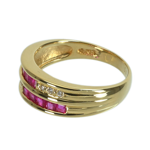 【中古】K18YG RUBYルビー・ダイヤモンドリング R0.69ct D0.05ct 4.5g #12