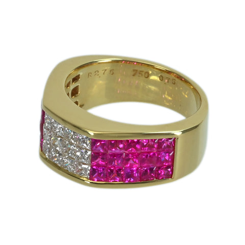 【中古】K18YG RUBYルビー・ダイヤモンドリング R2.75ct D0.75ct 10.0g #11.5