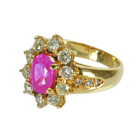 【中古】K18YG PINK SAPPHIREピンクサファイアリング PS2.12ct D1.20ct 6.9g #11.5