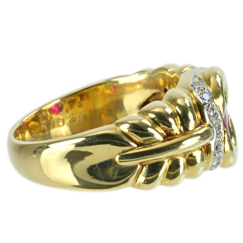 【中古】K18 RUBYルビーリング RING R1.024ct D0.12ct CGLソーティング 9.6g #14