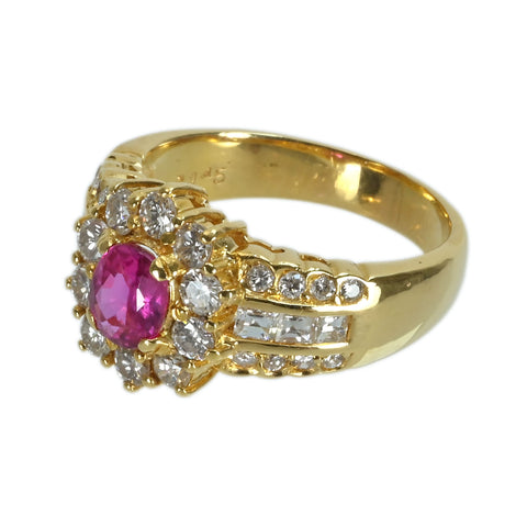 【中古】K18YG RUBYルビーリング R0.92ct D1.45ct 8.3g #16