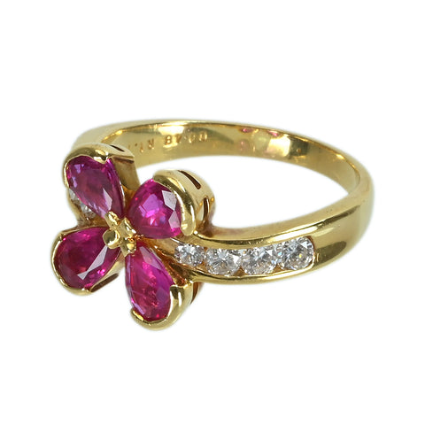 【中古】K18YG RUBY ルビーリングR1.79ct D0.48ct 5.2g #16