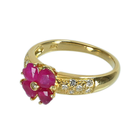 【中古】K18YG ルビーリング D0.13ct 3.6g #11