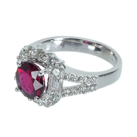 【中古】PT900 RUBYマダガスカル産非加熱ルビーリング R2.12ct D1.10ct GRS鑑別書 7.9g #13