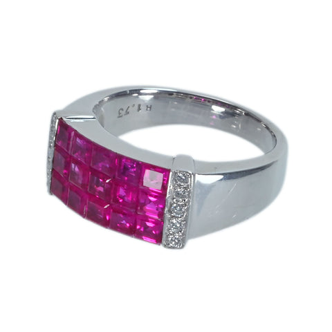 【中古】K18WG RUBYルビーリング R1.73ct D0.1 7ct.4.0g #11.5