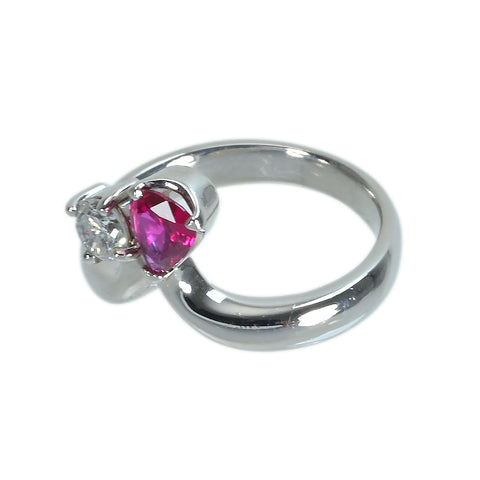 【中古】PT900 RUBYルビーリング R0.45ct D0.24ct 5.8g #7
