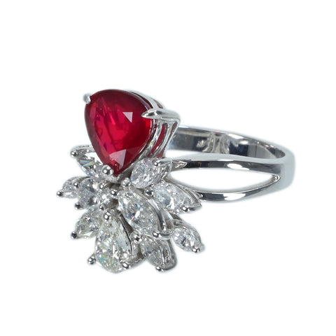 【中古】K18WG RUBYモザンビーク産非加熱ルビーリング R2.00ct D1.51ct GRS鑑別書 6.4g 12.5