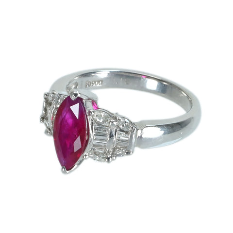 【中古】PT900 RUBYルビーリング R1.18ct D0.41ct 7.2g #12