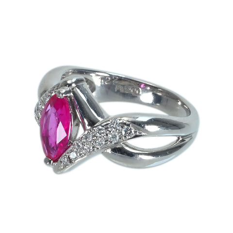 【中古】PT900 RUBYルビーリング R1.22ct D0.25xct CGLソーティング 9.1g #15