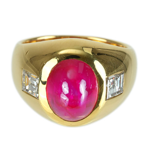 【中古】BVLGARI ブルガリ K18YG STAR RUBYスタールビーリング SR4.37ct D0.50ct GUBELIN 10.2g #7.5 ONE PRICE