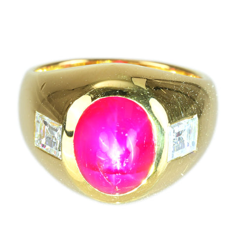 【中古】BVLGARI ブルガリ K18YG STAR RUBYスタールビーリング SR4.37ct D0.50ct GUBELIN 10.2g #7.5 ONE PRICE