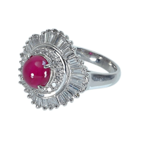 【中古】PT900 RUBYルビーリング R2.01ct D1.35ct 10.9g #11.5