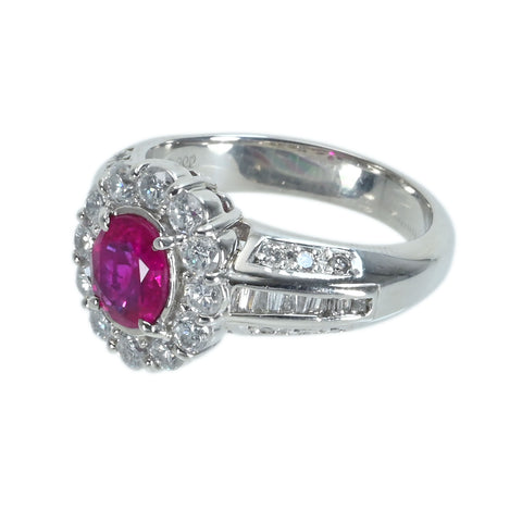 【中古】PT900 RUBYビルマ産ルビーリング R1.20ct D1.24ct GIA鑑別書 12.8g #15