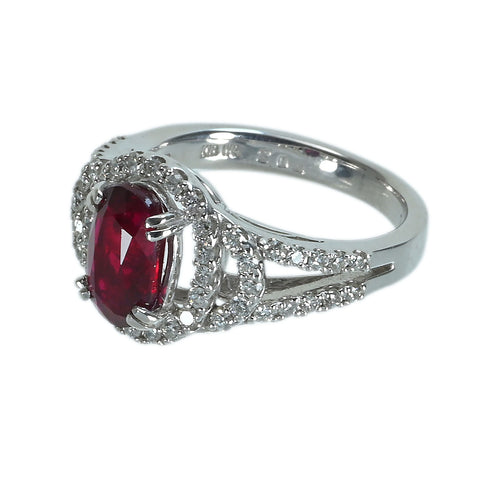 【中古】K18WG RUBY モザンビーク産非加熱ルビーリング R2.04ct D0.56ct AIGSピジョンブラッド鑑別書 6.6g #11.5