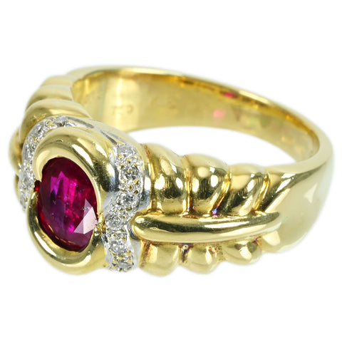 【中古】K18 RUBYルビーリング RING R1.024ct D0.12ct CGLソーティング 9.6g #14