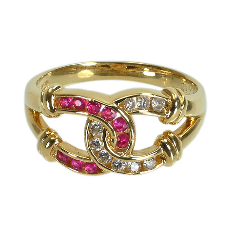 【中古】K18YG RUBYルビー・ダイヤモンドリング R0.19ct D0.12ct 4.2g #12