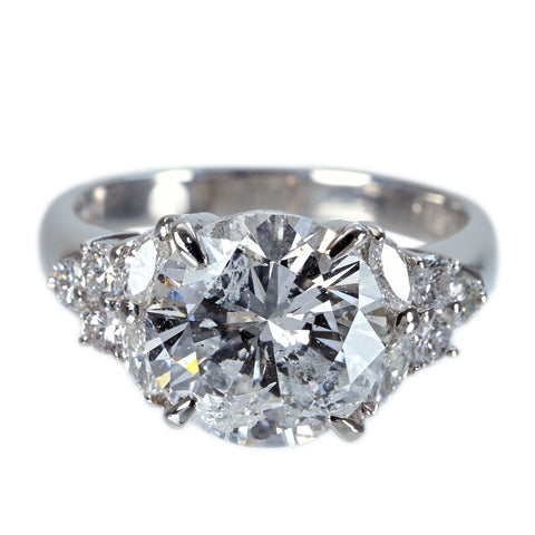 【中古】PT900 DIAMONDダイヤモンドリング 3.019ct D0.45ct 6.5g #9