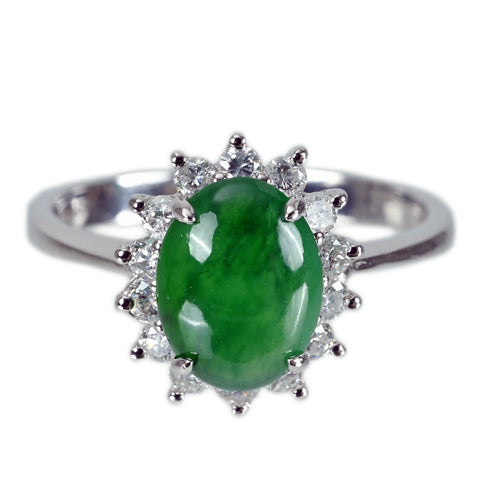 【中古】K18WG JADEITE RING ヒスイリング J1.848ct D0.45ct 3.3g #13