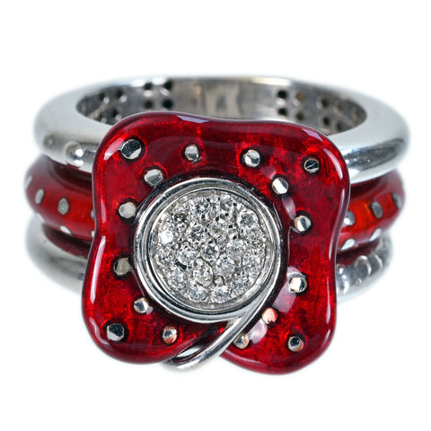 【中古】La NOUVELLE BAGUEラ・ヌーヴェルバーグ K18WG/エナメル DIAMONDダイヤモンドリング 16.2g #13.5 ONE PRICE