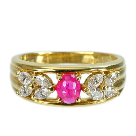 【中古】K18YG RUBY RING ルビーリング R0.448ct D0.46ct 5.5g #12