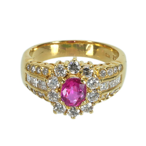 【中古】K18YG RUBYルビーリング R0.92ct D1.45ct 8.3g #16