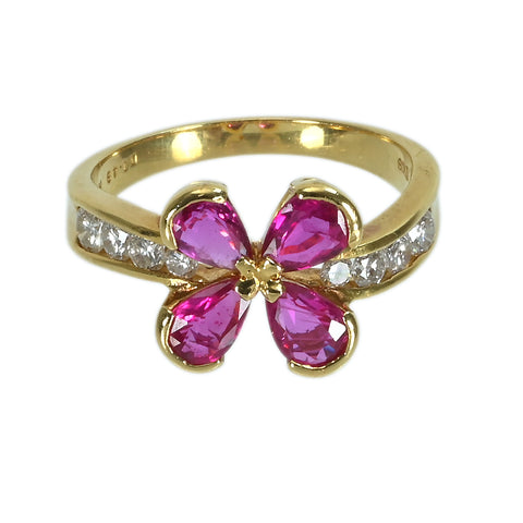 【中古】K18YG RUBY ルビーリングR1.79ct D0.48ct 5.2g #16