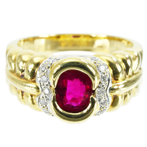 【中古】K18 RUBYルビーリング RING R1.024ct D0.12ct CGLソーティング 9.6g #14